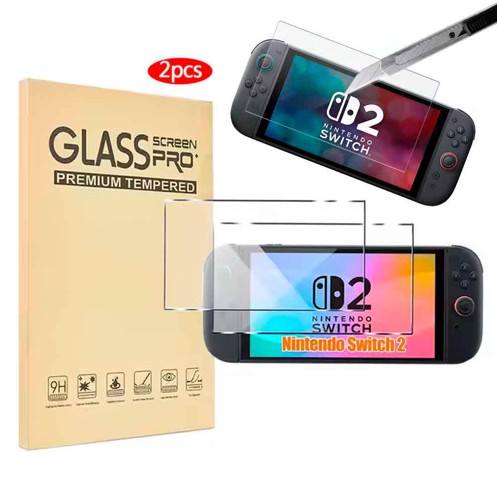 Imagen 2 del producto Pack 2 micas de vidrio templado, para Nintendo Switch 2, protección ultraresistente, y máxima sensibilidad
