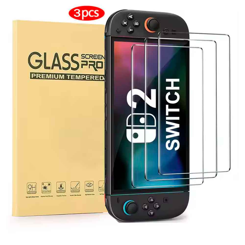 Pack 3 micas de vidrio templado, para Nintendo Switch 2, máxima protección