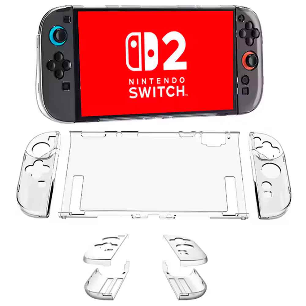 Case transparente de 5 piezas para Nintendo Switch 2, protección rígida total
