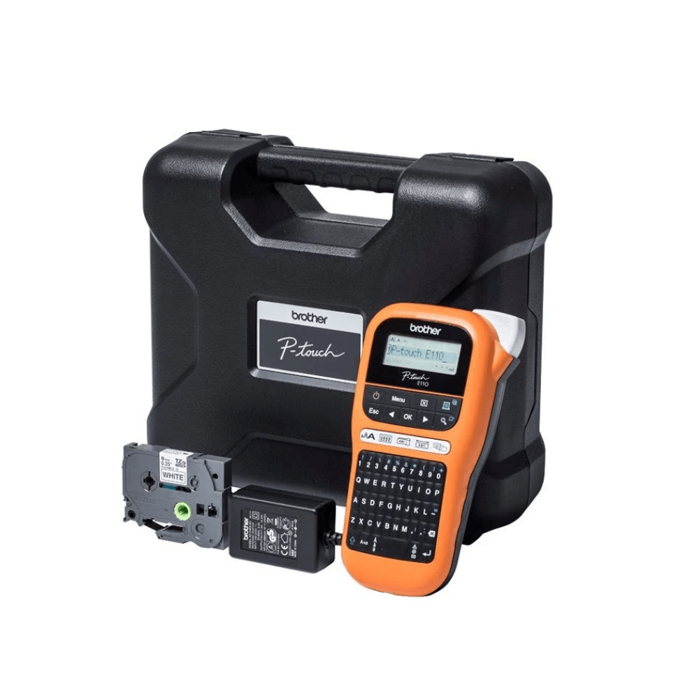 Imagen 2 del producto Rotuladora Brother portátil, 20 mm/seg, naranja, PT-E110VP