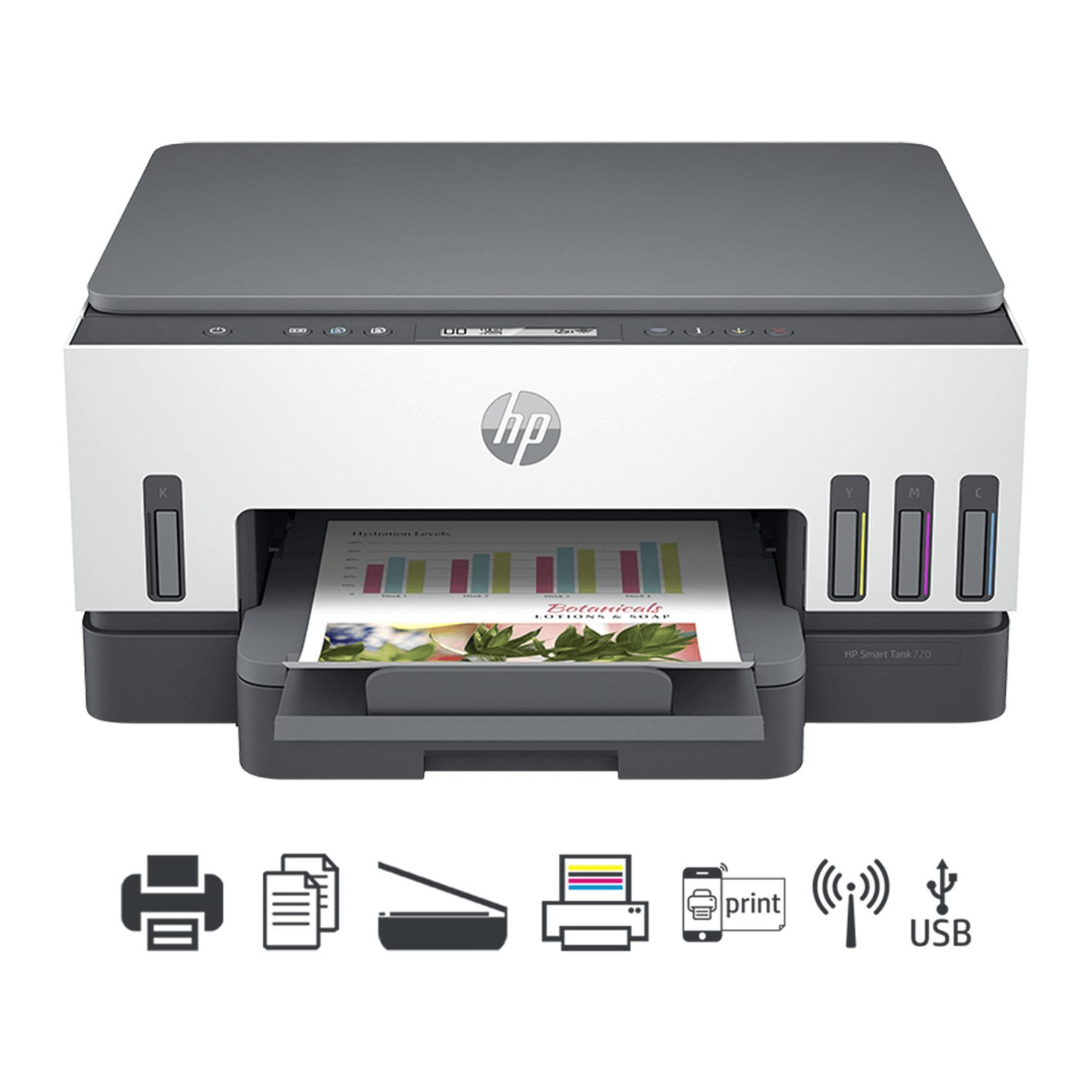 Imagen 2 del producto Impresora multifuncional HP Smart Tank 720, inyección de tinta, inalámbrica, Wi-Fi, con tanques recargables
