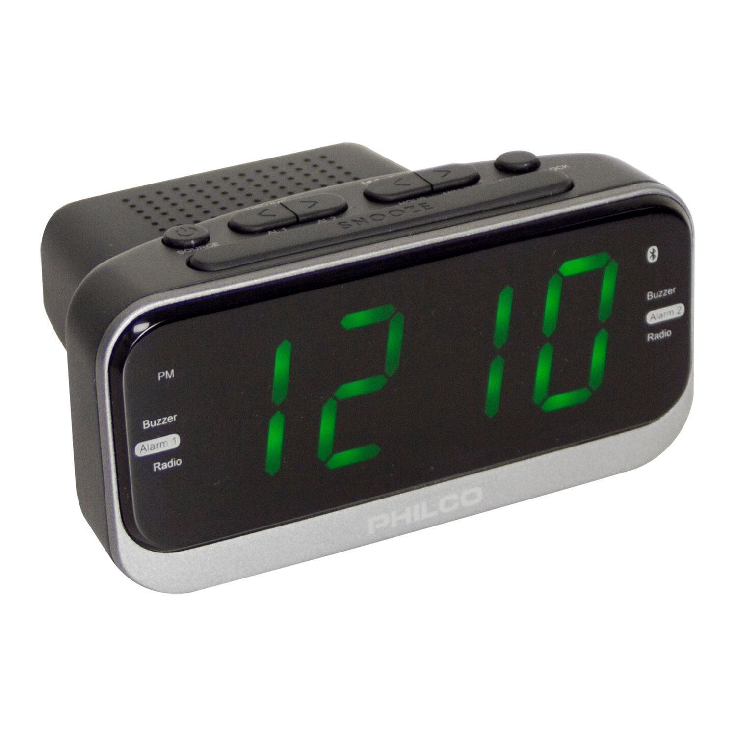 Imagen 2 del producto Radio reloj despertador Philco de 1.2, alarma dual, radio FM, negro - PAR1012BT-GR