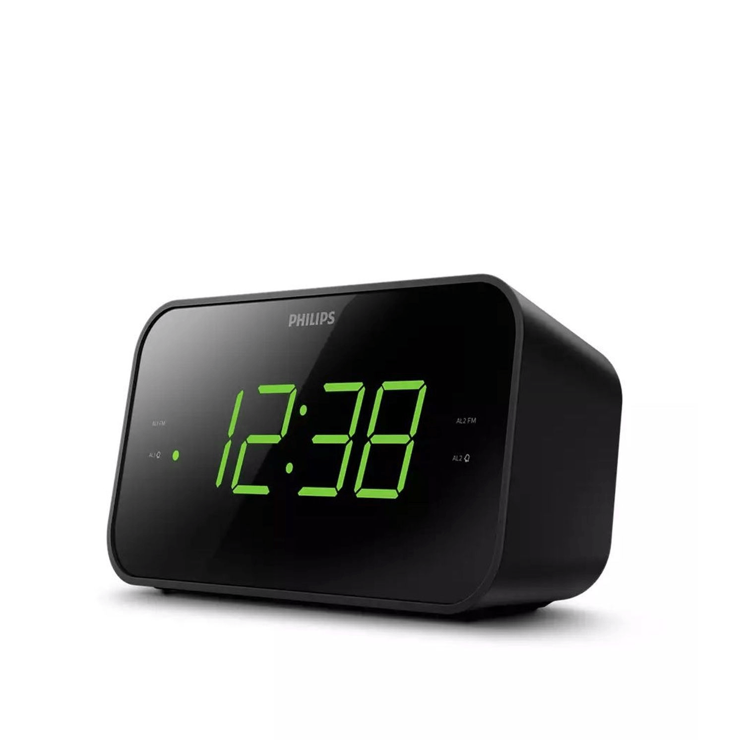 Radio reloj despertador Philips, alarmas, pantalla LED, radio FM, negro - TAR3306