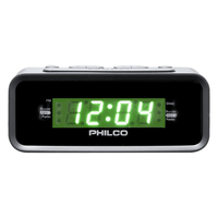 Radio reloj despertador Philco, alarma dual, radio FM, pantalla LED, negro - PAR1006-GR