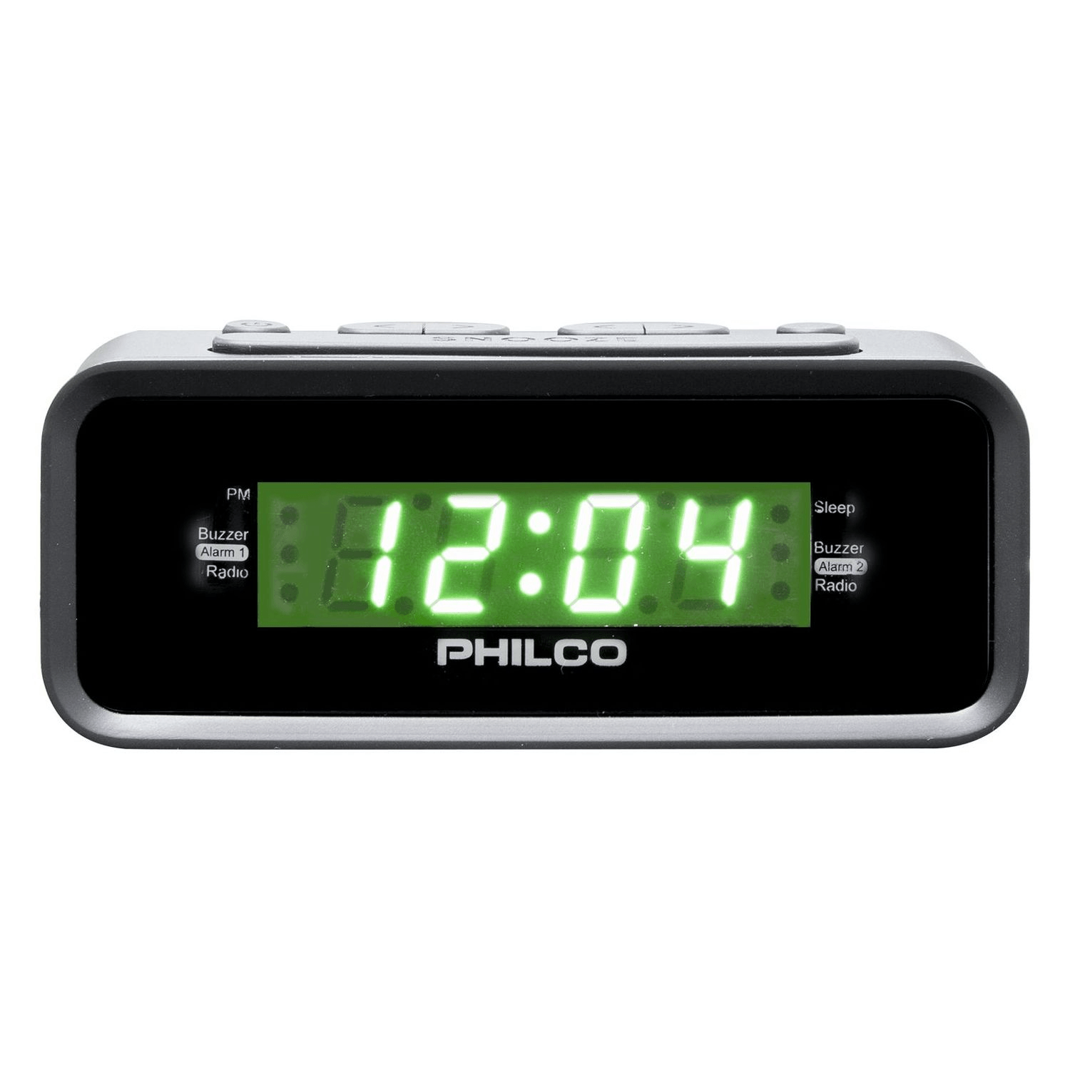 Radio reloj despertador Philco, alarma dual, radio FM, pantalla LED, negro - PAR1006-GR
