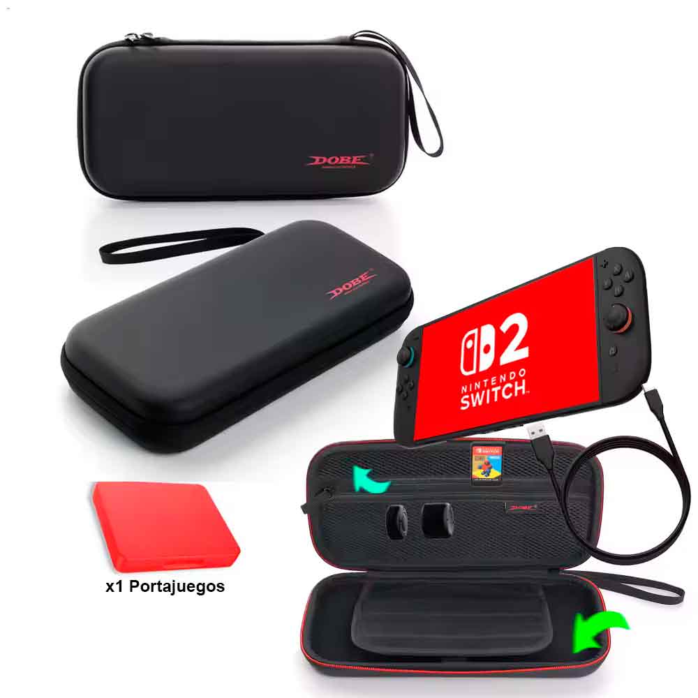 Estuche Boomers para Nintendo Switch 2 con sujetador y case portajuegos, 73db, negro