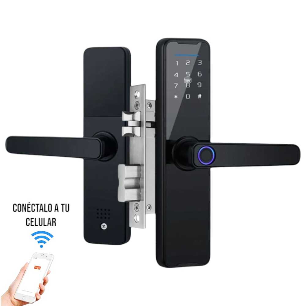 Imagen 2 del producto Cerradura inteligente digital Vlass Tech, 6 modos de apertura, control App tuya, negro