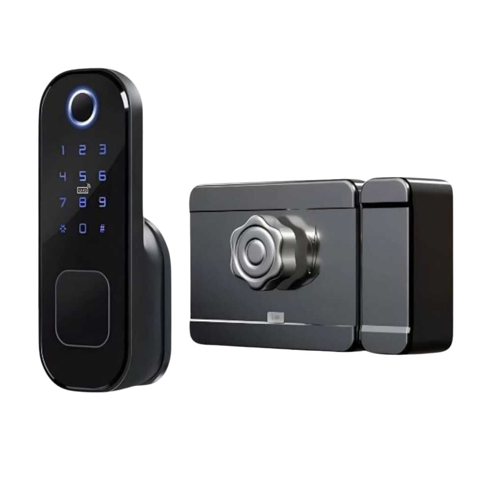 Cerradura digital inteligente Vlass Tech Rim clásica, 6 modos de desbloqueo, seguro automático, negra