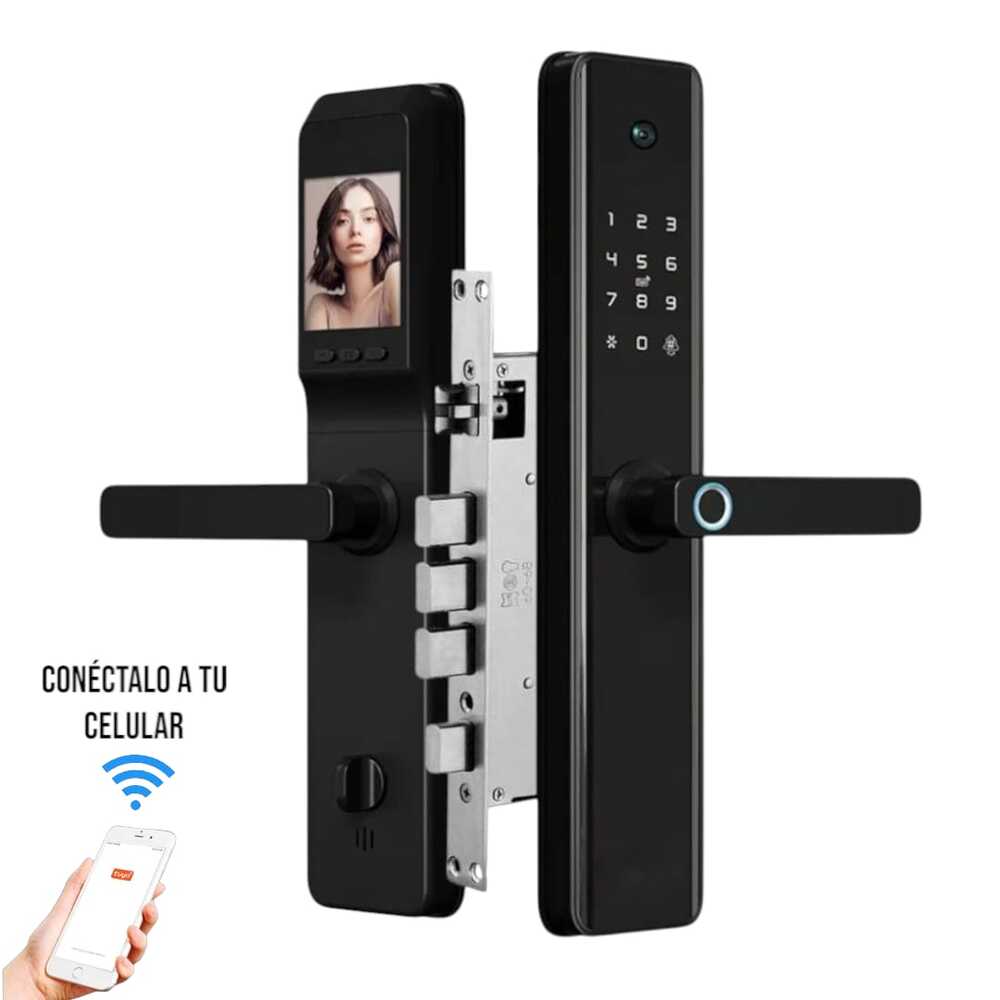 Imagen 2 del producto Cerradura inteligente digital Vlass Tech T9 con cámara, 6 modos de desbloqueo, 4 pestillos, negro