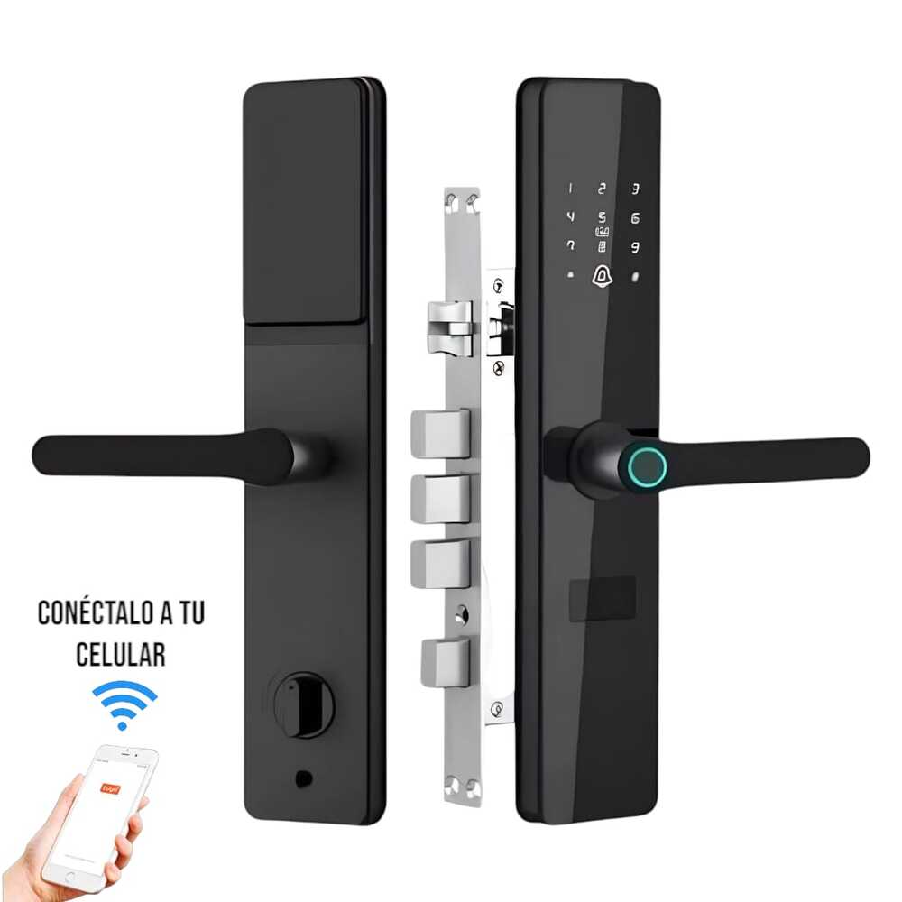 Imagen 2 del producto Cerradura inteligente digital Vlass Tech, 6 modos de apertura, 4 pestillos de seguridad, negro