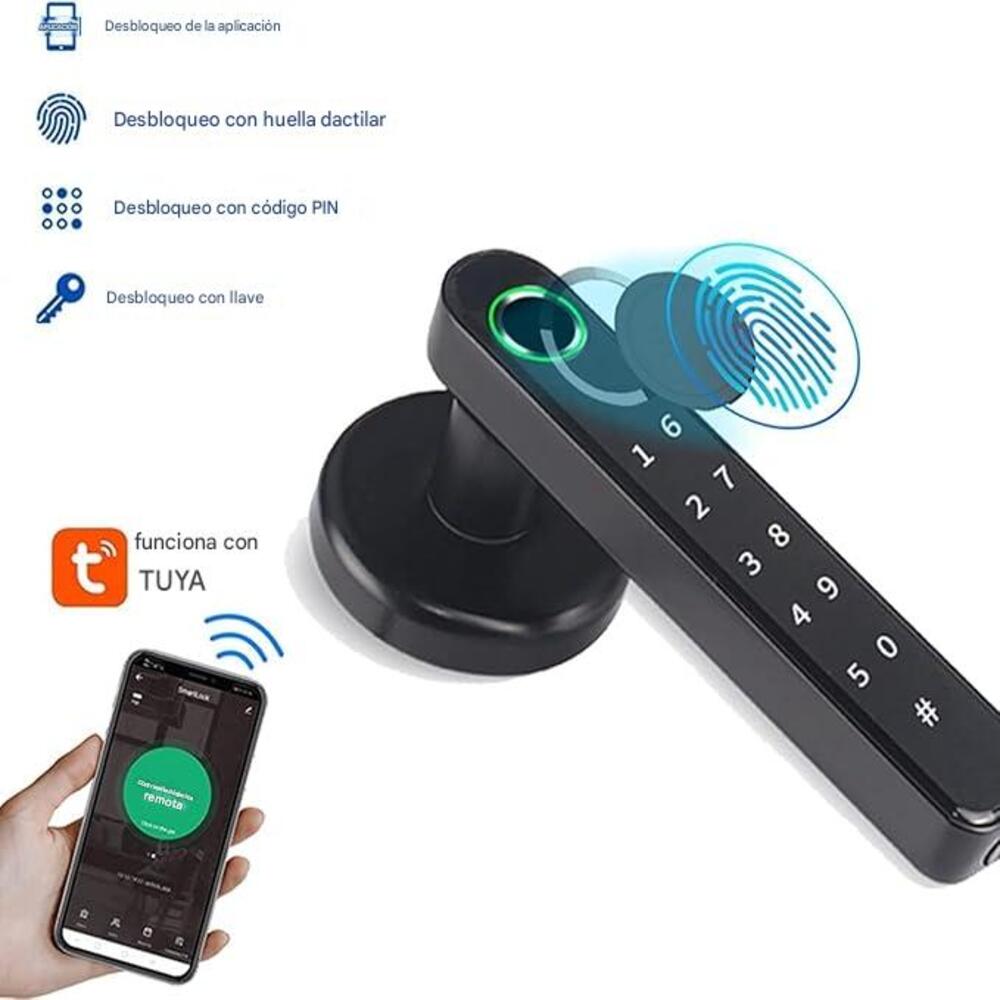 Imagen 2 del producto Cerradura inteligente Vlass Tech F504 con manija, 5 modos de desbloqueo, negro