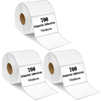 Pack de 3 rollos, etiqueta térmica adhesiva, 10x8 cm, 700 etiquetas por rollo