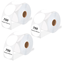 Pack de 3 rollos, etiquetas térmicas adhesivas circulares, 5 cm, 750 etiquetas por rollo