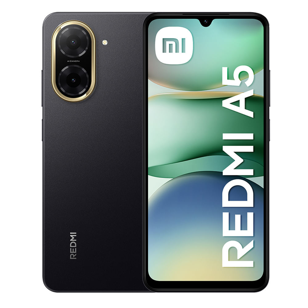 Celular Xiaomi Redmi A5 4G 128GB, 4GB RAM, cámara trasera 32MP y frontal 8MP, 6.88'', negro