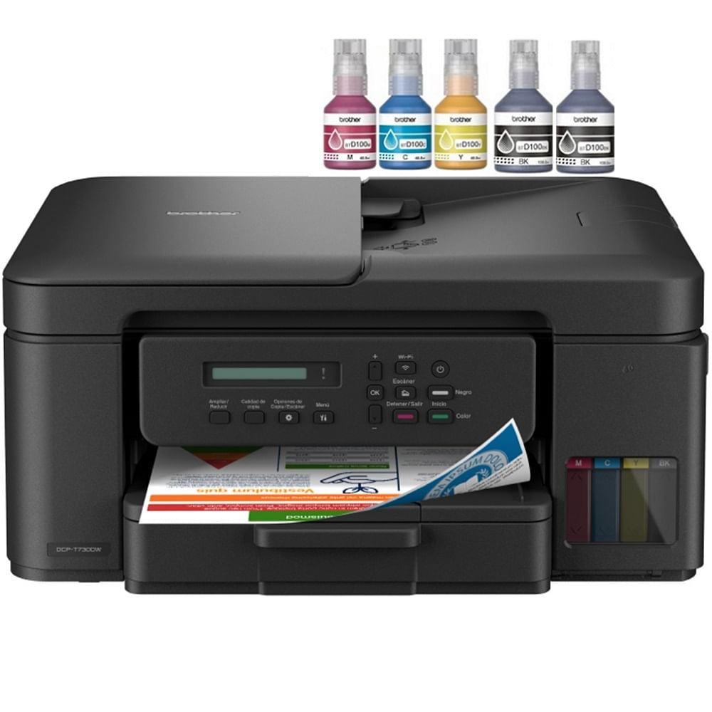 Imagen 1 del producto Impresora multifuncional Brother DCP-T730DW, inyección de tinta, inalámbrica, Wi-Fi, con tanques recargable
