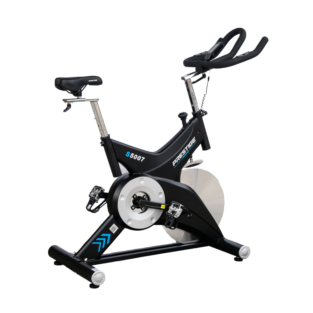 Bicicleta de spinning Prestige S5007, resistencia manual, asiento y manubrio ajustables, soporte hasta 150 kg