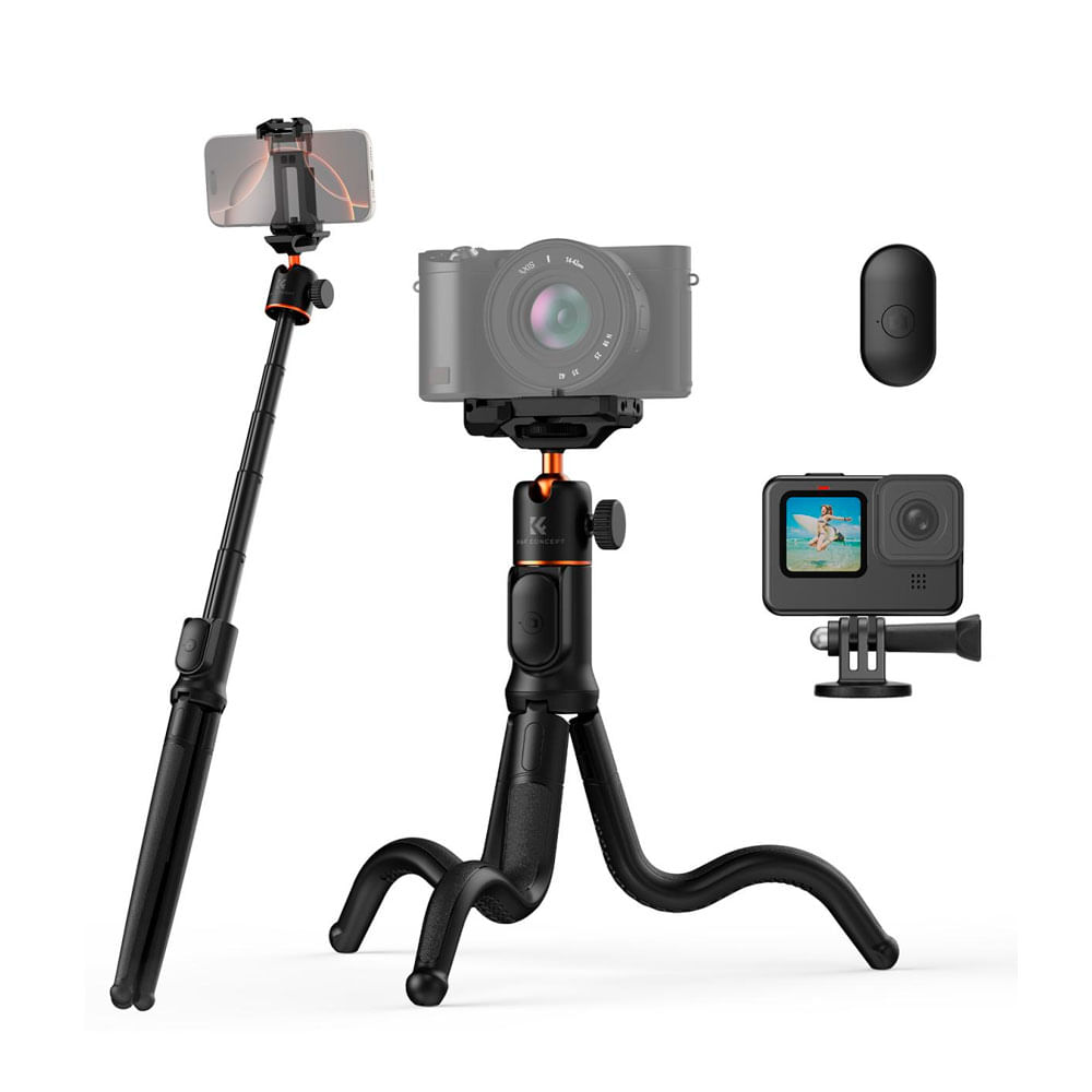 Trípode flexible K&F Concept KF09.152 MS29, gorilla, 60cm, control remoto, para Smartphone y GoPro