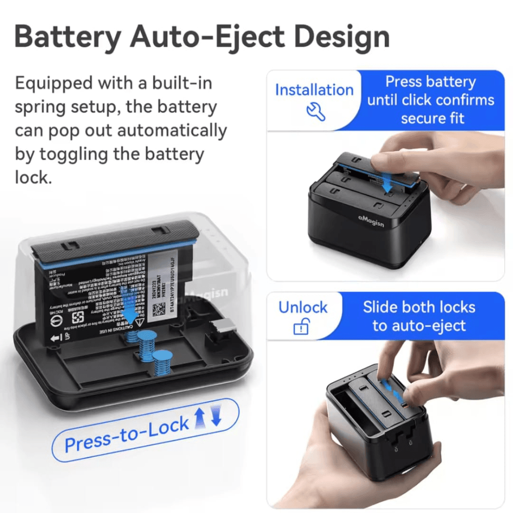 Imagen 2 del producto Cargador Amagisn para insta360 x5, 3 ranuras de carga, negro