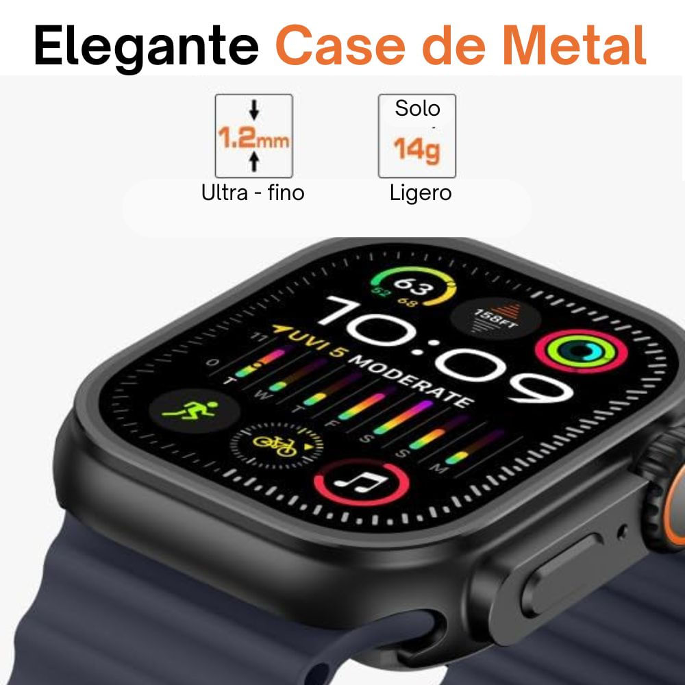 Imagen 2 del producto Case de metal titanio, Urvoi, para Apple Watch 45mm, protección premium, compatible con Series 4 al 9 y SE, negro