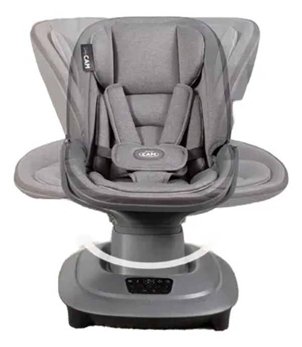 Mecedora eléctrica Babycam para bebé, 7 modos de balanceo, control APP, gris