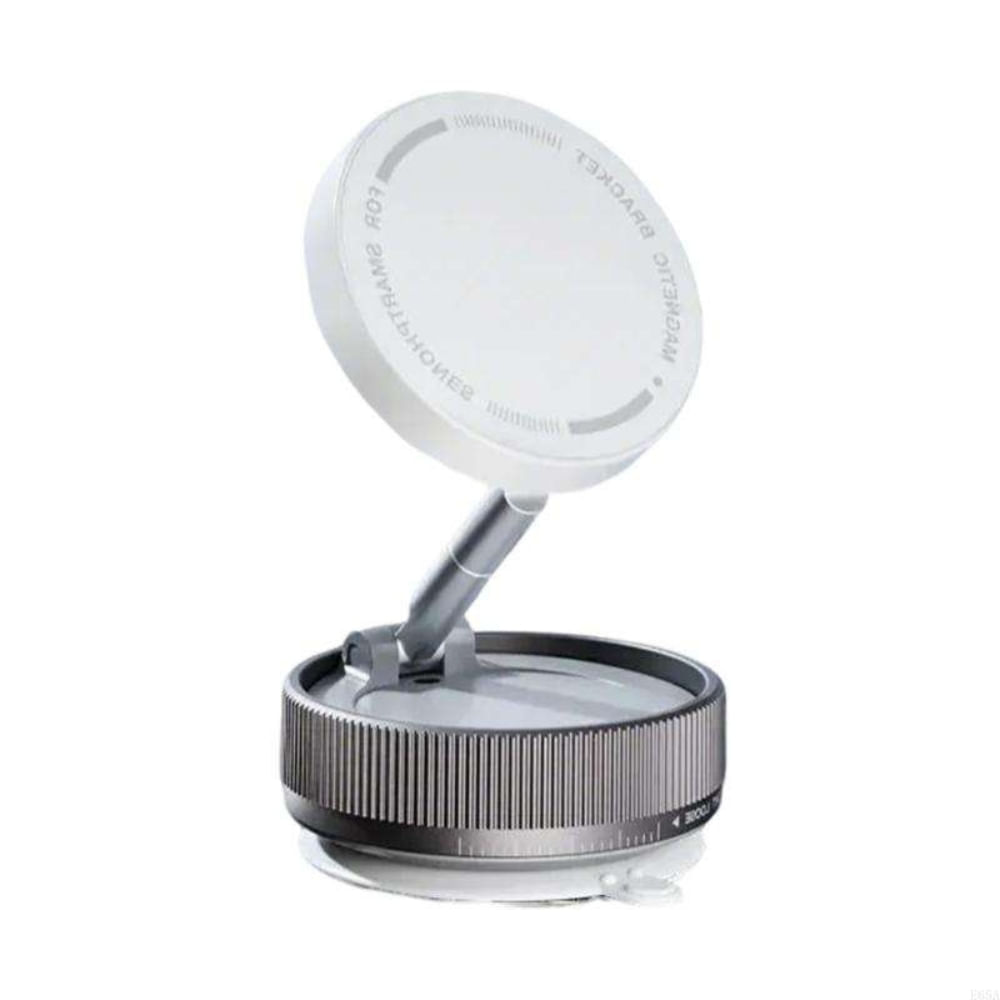 Soporte plegable y ajustable para celular con rotación 360°, compatible con tablero y parabrisas, blanco