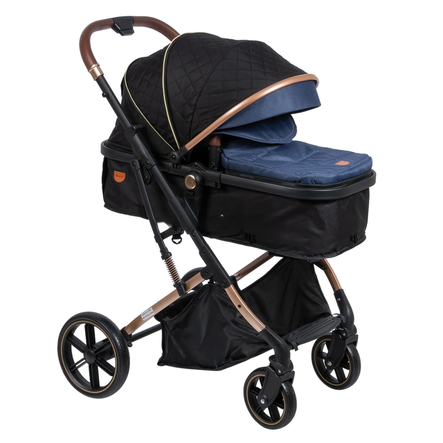 Coche moisés Ebaby para bebé de lujo Saturno, azul
