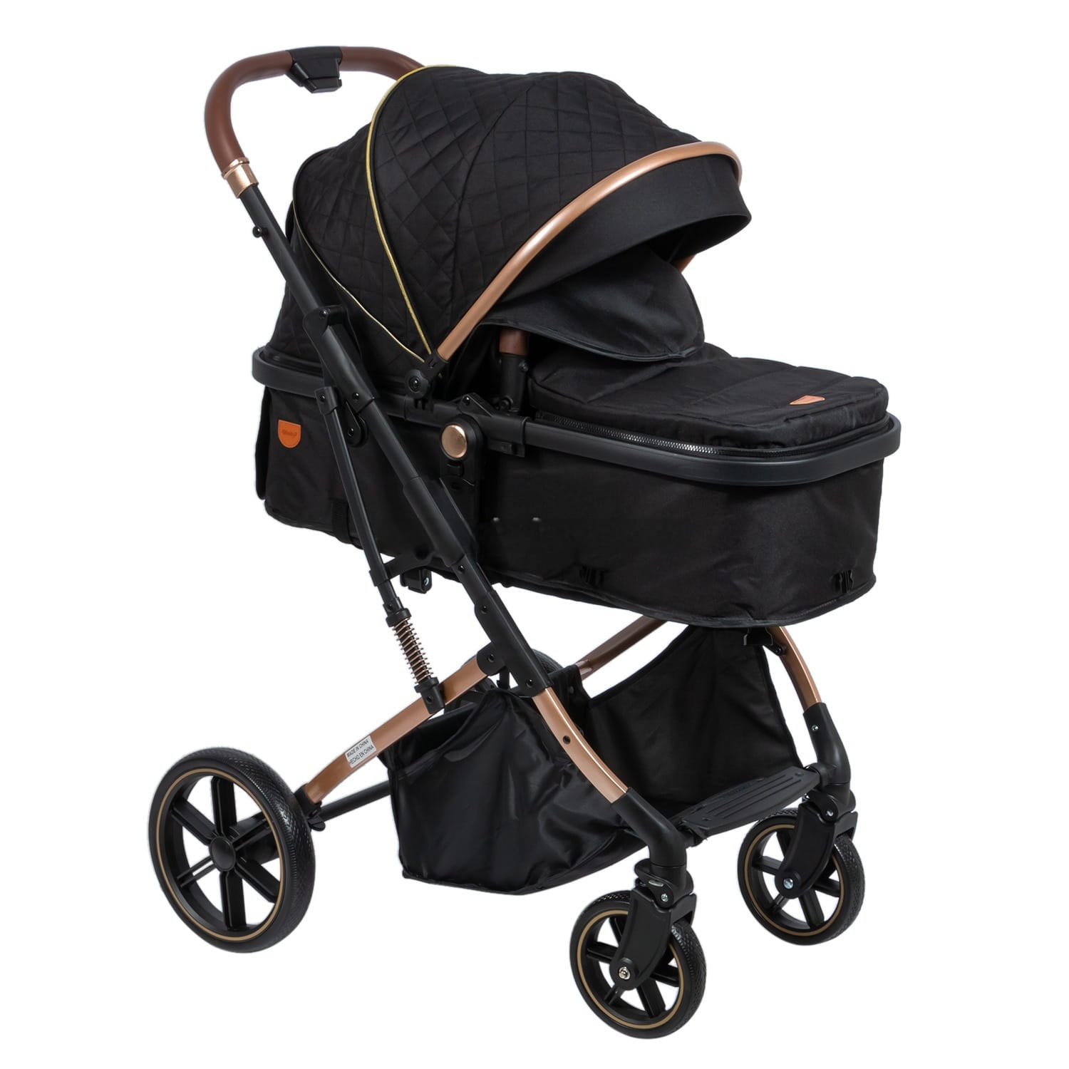 Coche moisés Ebaby para bebé de lujo Saturno, negro