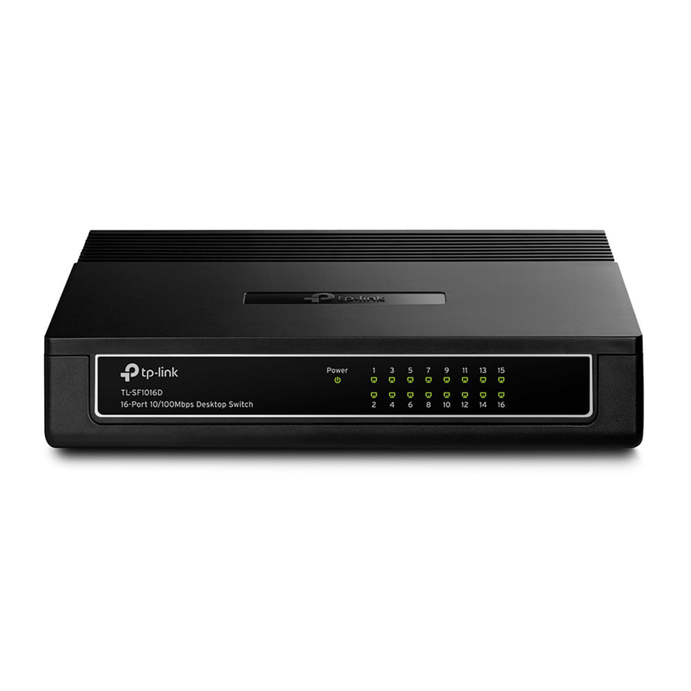 Switch Conmutador TP-Link TL-SF1016D, 16 puertos, Fast Ethernet, 10/100Mbps, conmutador para red oficina, escritorio, ahorro energía, negro
