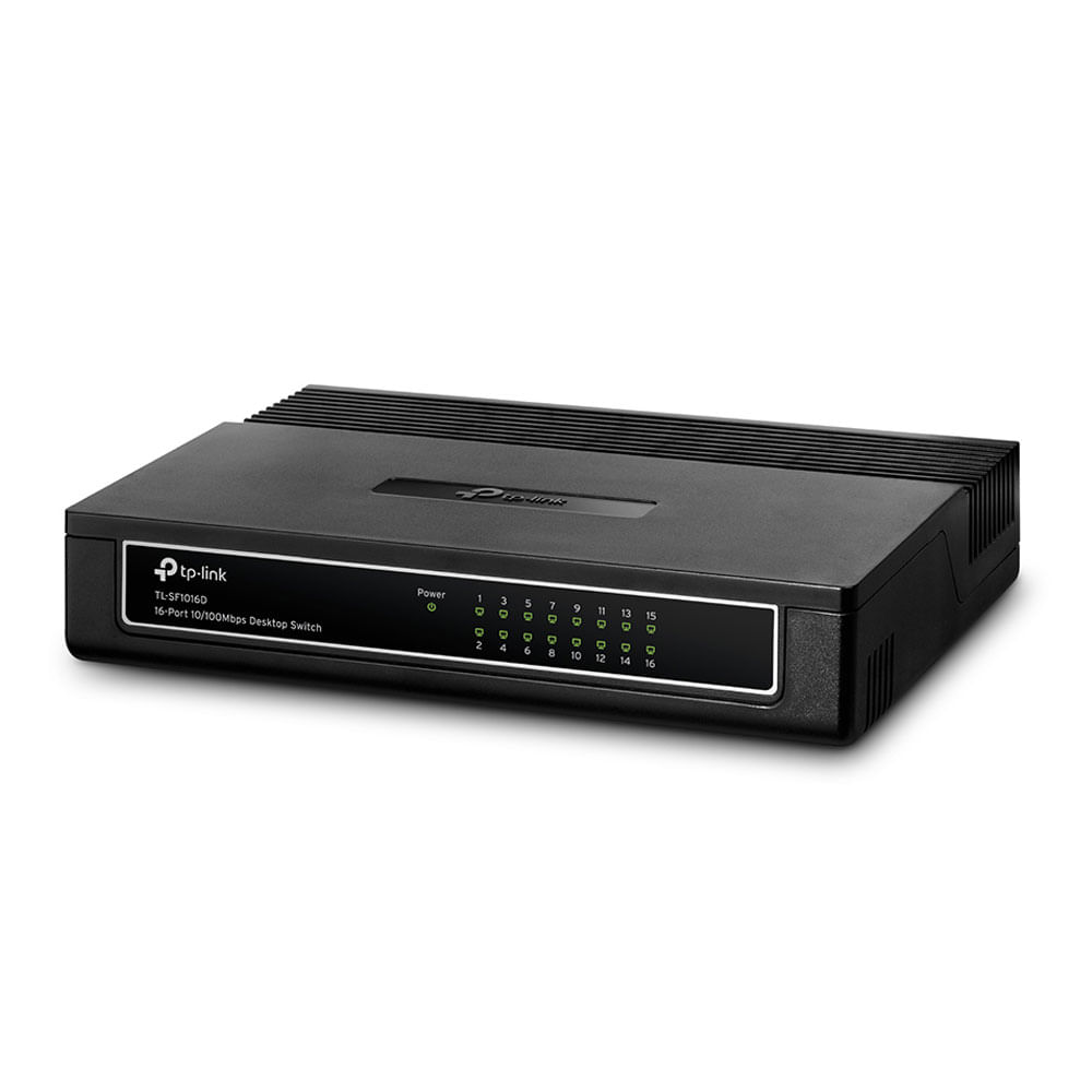 Imagen 2 del producto Switch Conmutador TP-Link TL-SF1016D, 16 puertos, Fast Ethernet, 10/100Mbps, conmutador para red oficina, escritorio, ahorro energía, negro