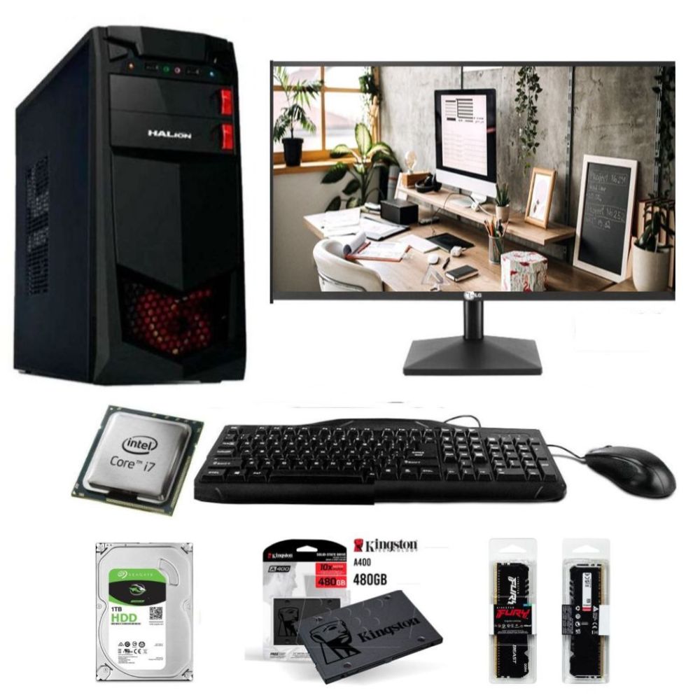 Imagen 2 del producto PC Intel Core i7-8TH + RAM 16GB + Disco SSD 1TB + Monitor 24"" FHD + Case 350W + FreeDos + Teclado y mouse Logitech MK120