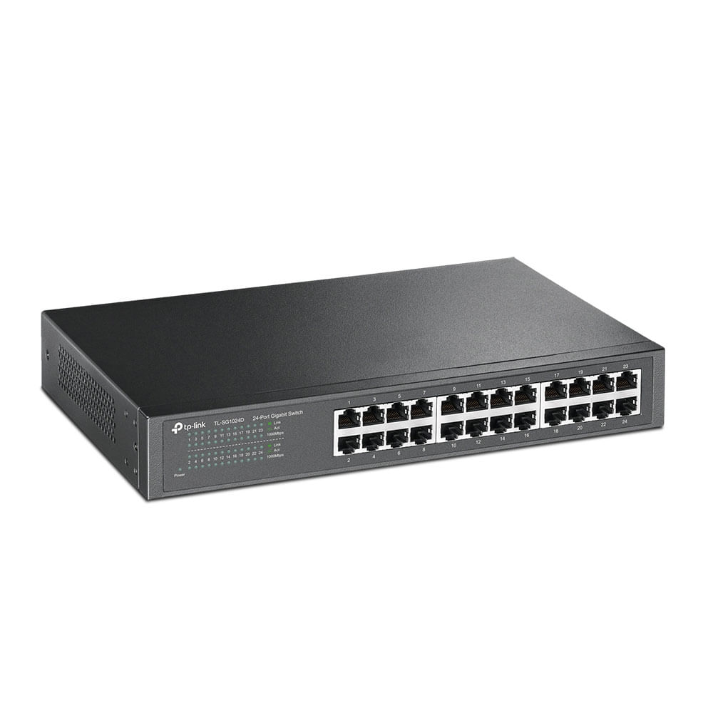 Imagen 2 del producto Switch Conmutador TP-Link TL-SG1024D, 24 puertos Gigabit, 10/100/1000 Mbps, de escritorio y montaje rack, ahorro energía, negro