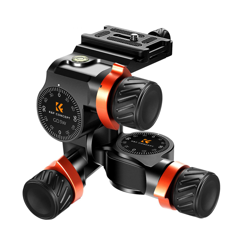 Cabezal para trípode K&F Concept KF31.047, GD3W, con ajuste micrométrico, hasta 6kg, aluminio CNC