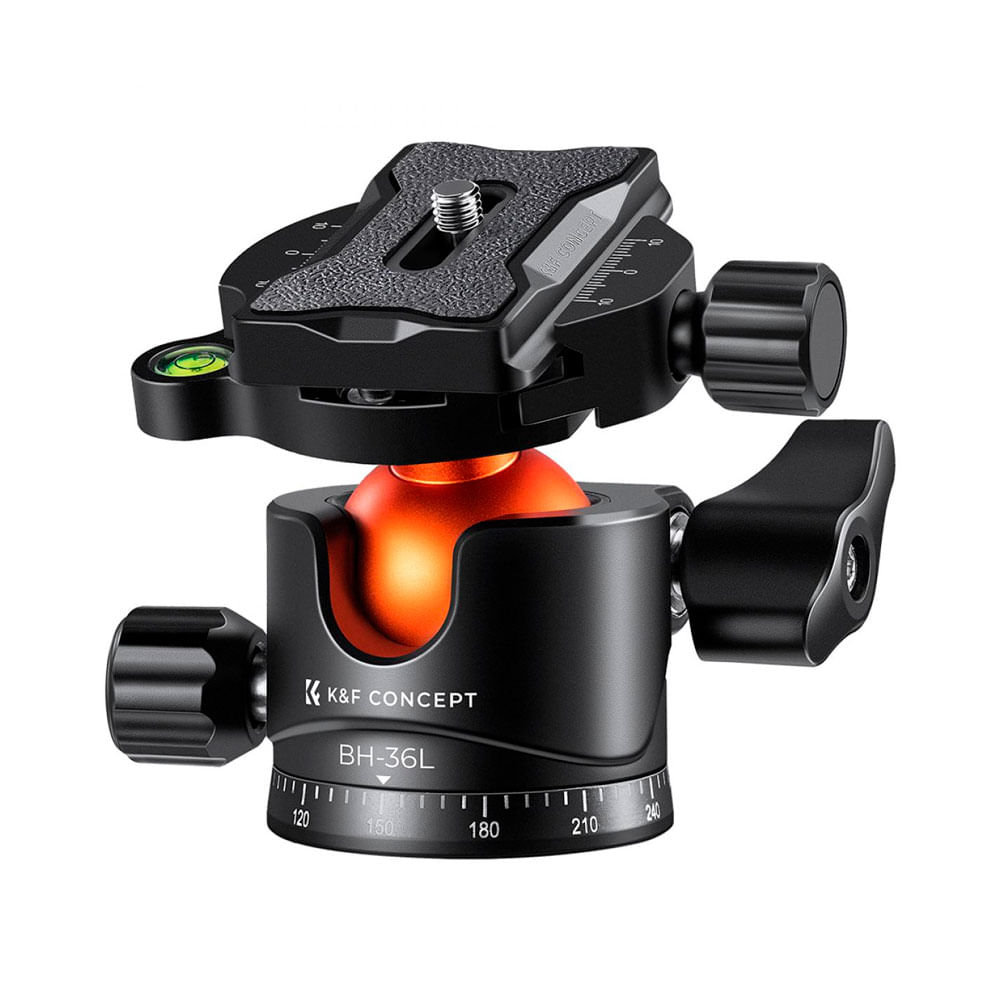Imagen 1 del producto Cabezal para trípode K&F Concept KF31.044v1 - BH-36L, bola 36 mm, carga 16 kg, panorámico 360°, nivel burbuja