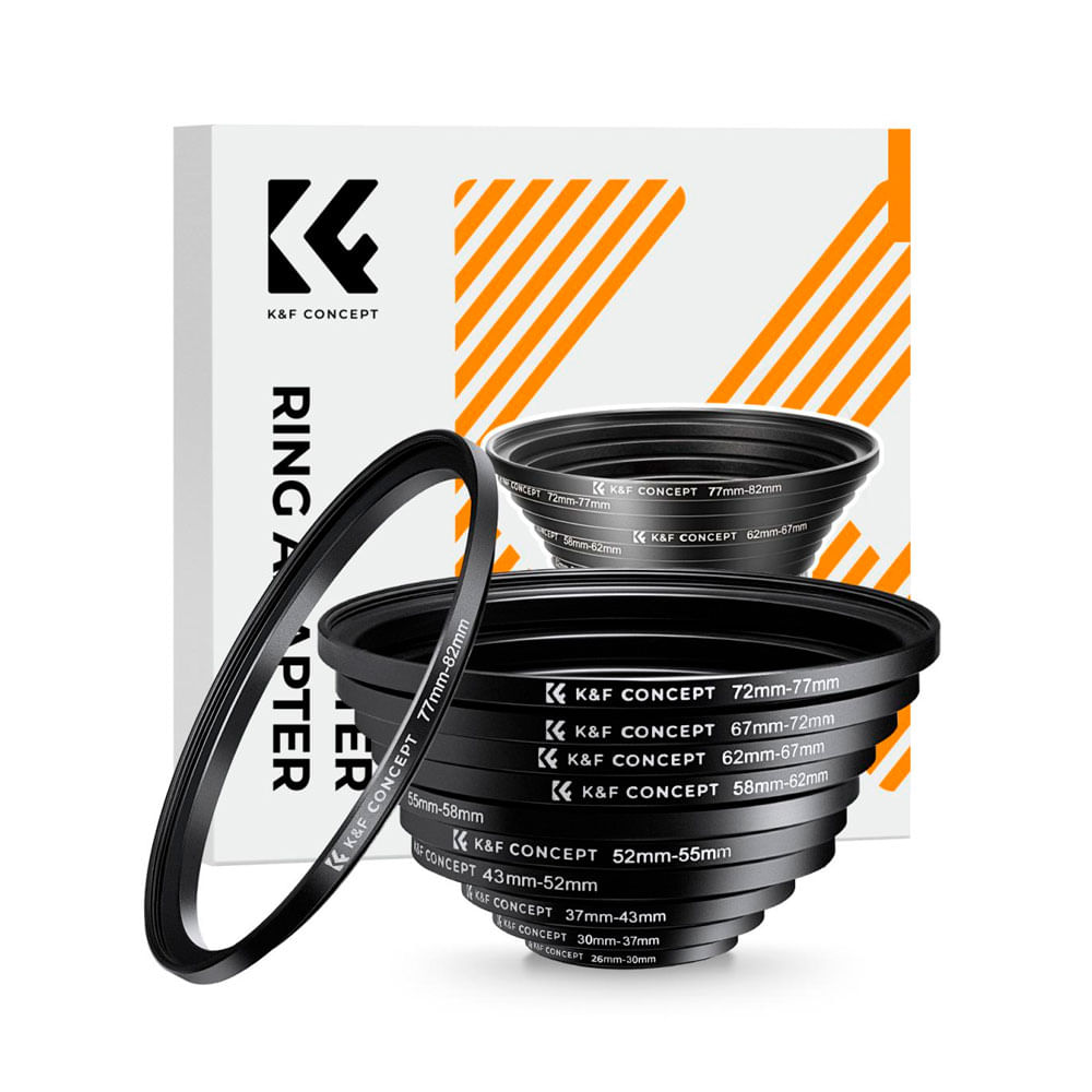 Set de 11 anillos ascendentes K&F Concept, metálicos 26-82mm para filtros y lentes