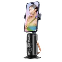 Soporte con cámara para seguimiento de rostro inteligente Q04-D con luces y control bluetooth, negro