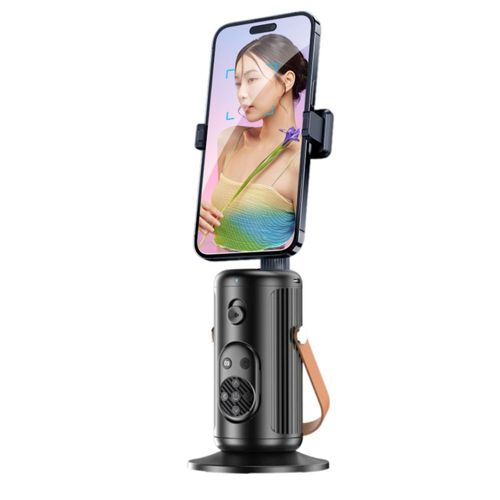 Soporte con cámara para seguimiento de rostro inteligente Q04-D con luces y control bluetooth, negro