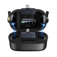 Micrófono M97 PRO inalámbrico dual con 3 receptores, estuche de carga y reducción de ruido