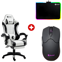 Combo Dreizt: Silla gamer Shine Series + Mouse RGB GR270037 + Mousepad RGB GR270011, blanco