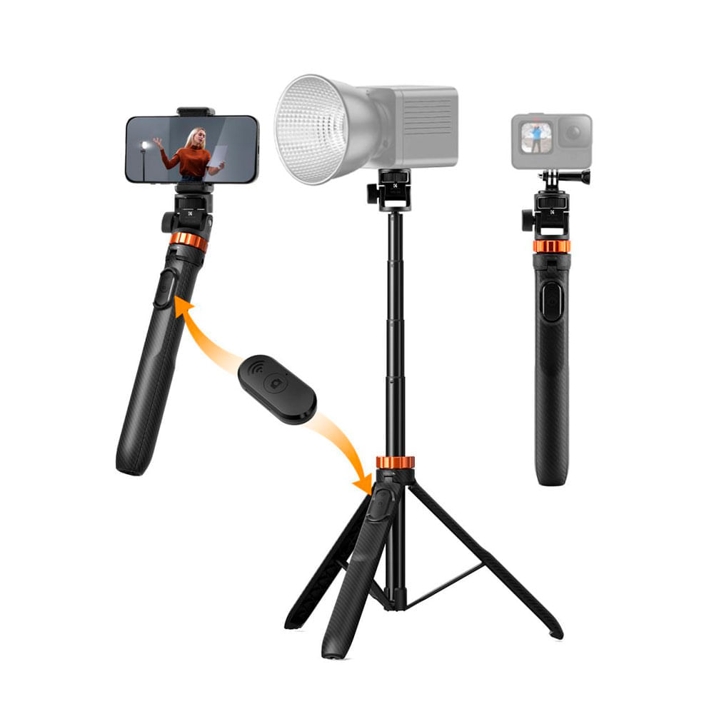 Imagen 2 del producto Trípode K&F Concept KF09.143 MS24, compacto, 180cm, control Bluetooth, para cámara y celular