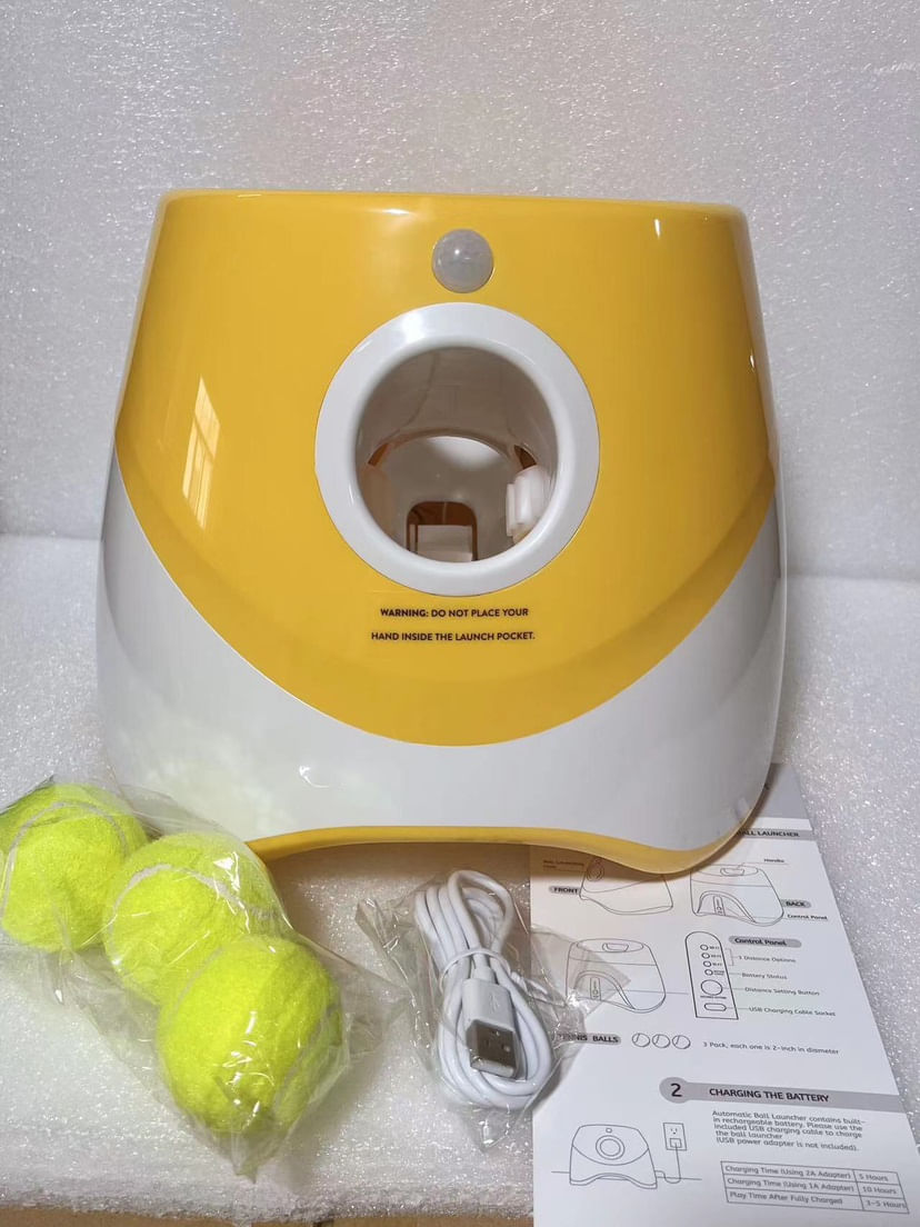 Imagen 2 del producto Lanzador automático de pelotas para mascotas con 2 repuestos, automático, naranja