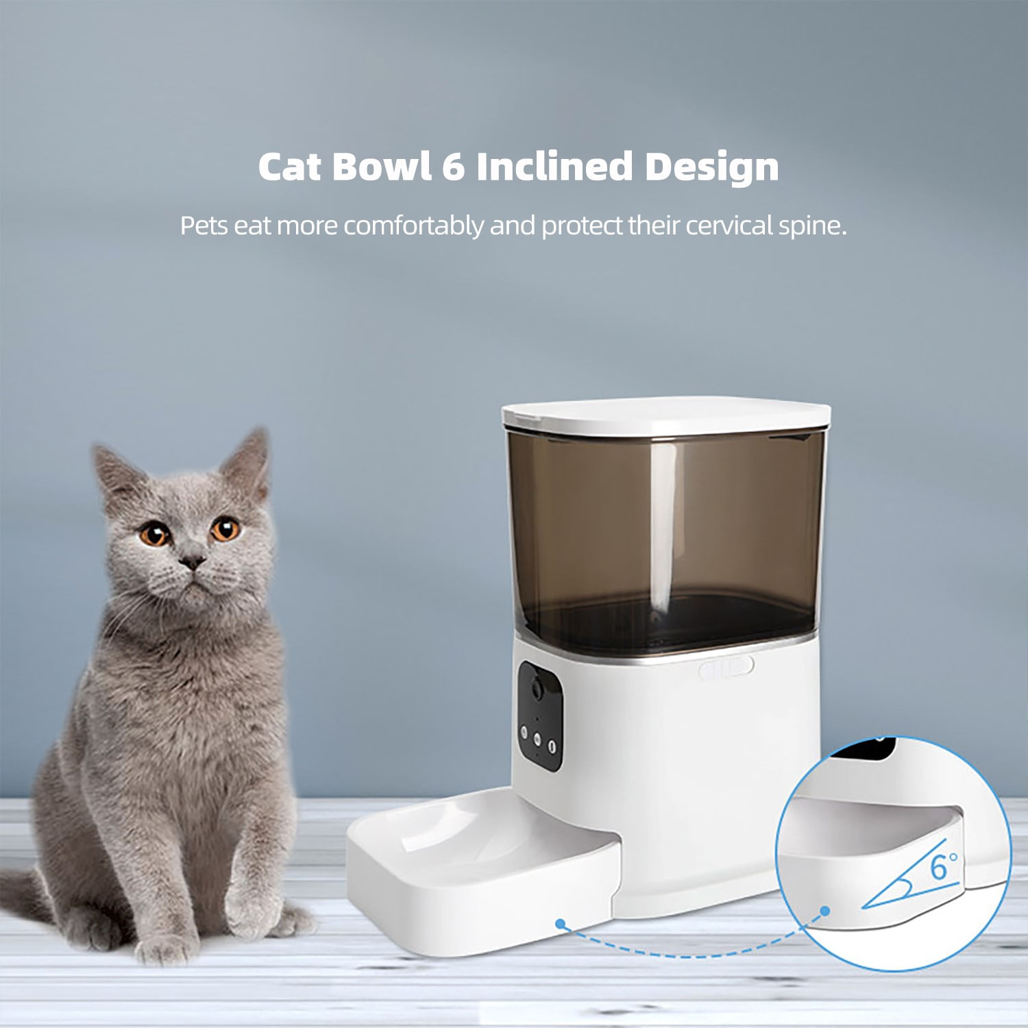Imagen 2 del producto Comedero smart de 6 litros con cámara, Wi-Fi, bandeja de acero inoxidable, blanco