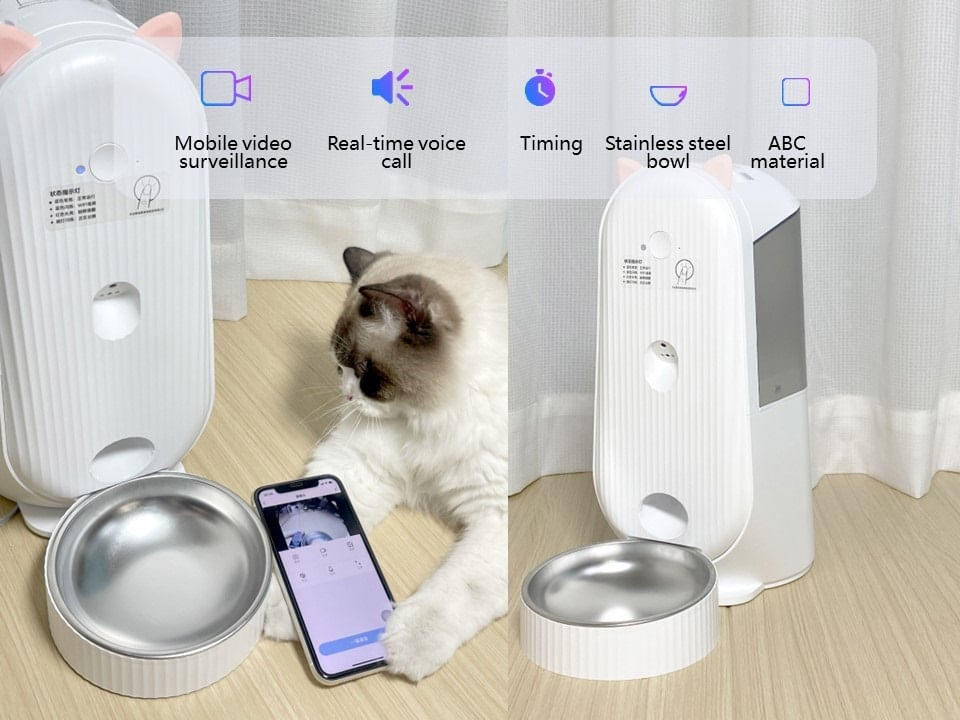 Imagen 2 del producto Comedero smart 4 litros con Wi-Fi para gatos, bandeja acero, blanco