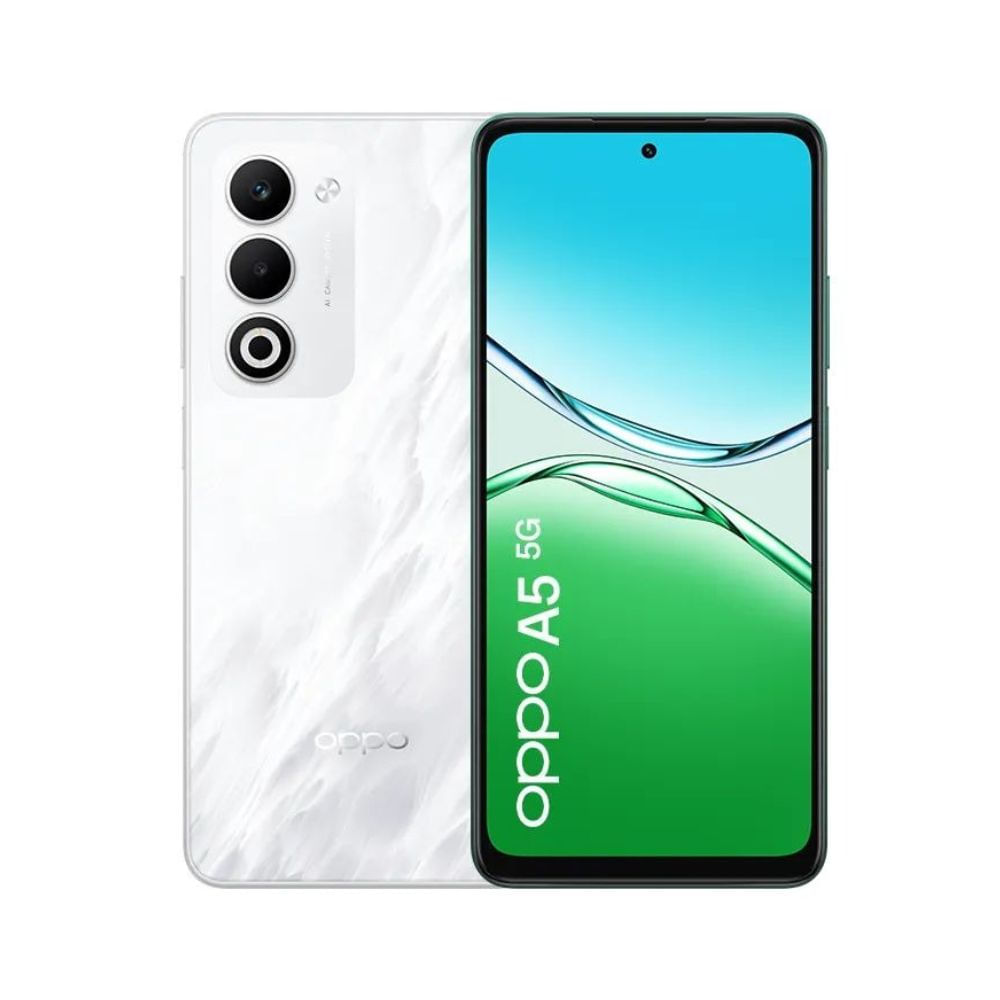 Celular OPPO A5 5G 256GB, 8GB RAM, cámara trasera 50MP y frontal 8MP, 6.67", blanco