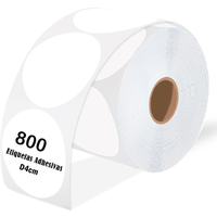 Rollo de 800 etiquetas térmicas adhesivas circulares 4cm, impermeables y sin BPA