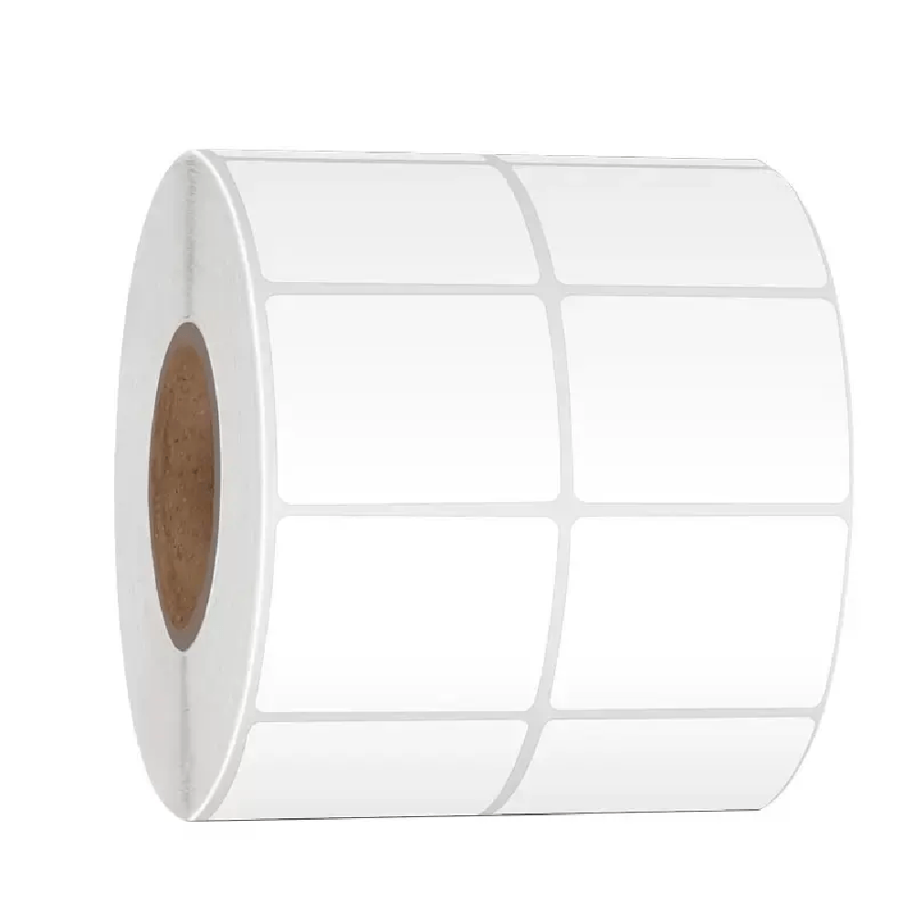 Imagen 1 del producto Rollo de 3125 etiquetas térmicas adhesivas 4x3 cm, 2 columnas, impermeables y sin BPA para impresora térmica