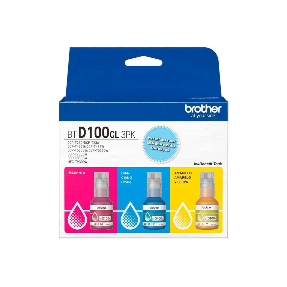 Imagen 2 del producto Tinta color Brother, BTD100CL 3PK, rendimiento 5000 páginas, cyan, magenta, amarillo