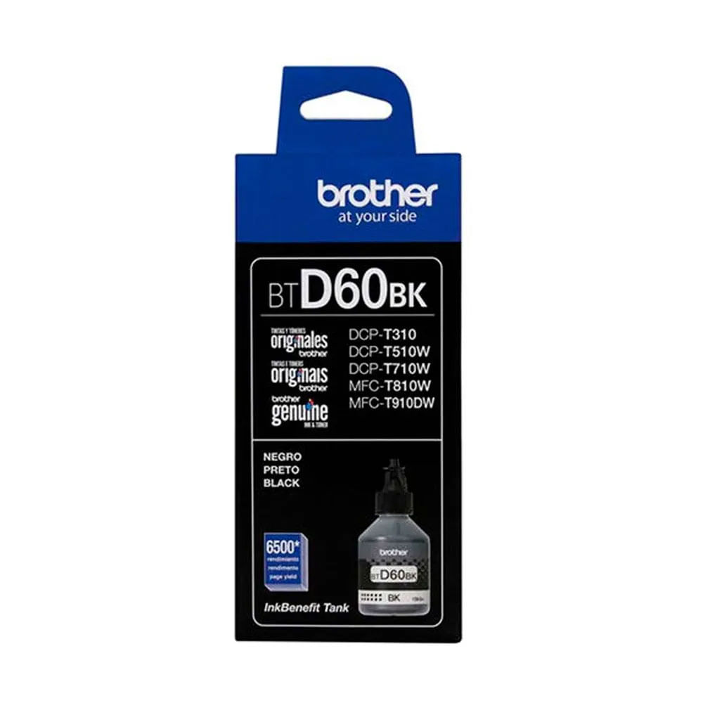 Tinta Brother BTD60BK negro rinde hasta 6500 páginas