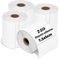 Etiquetas térmicas adhesivas 7.5x5cm pack 5 rollos, 250 etiquetas c/u