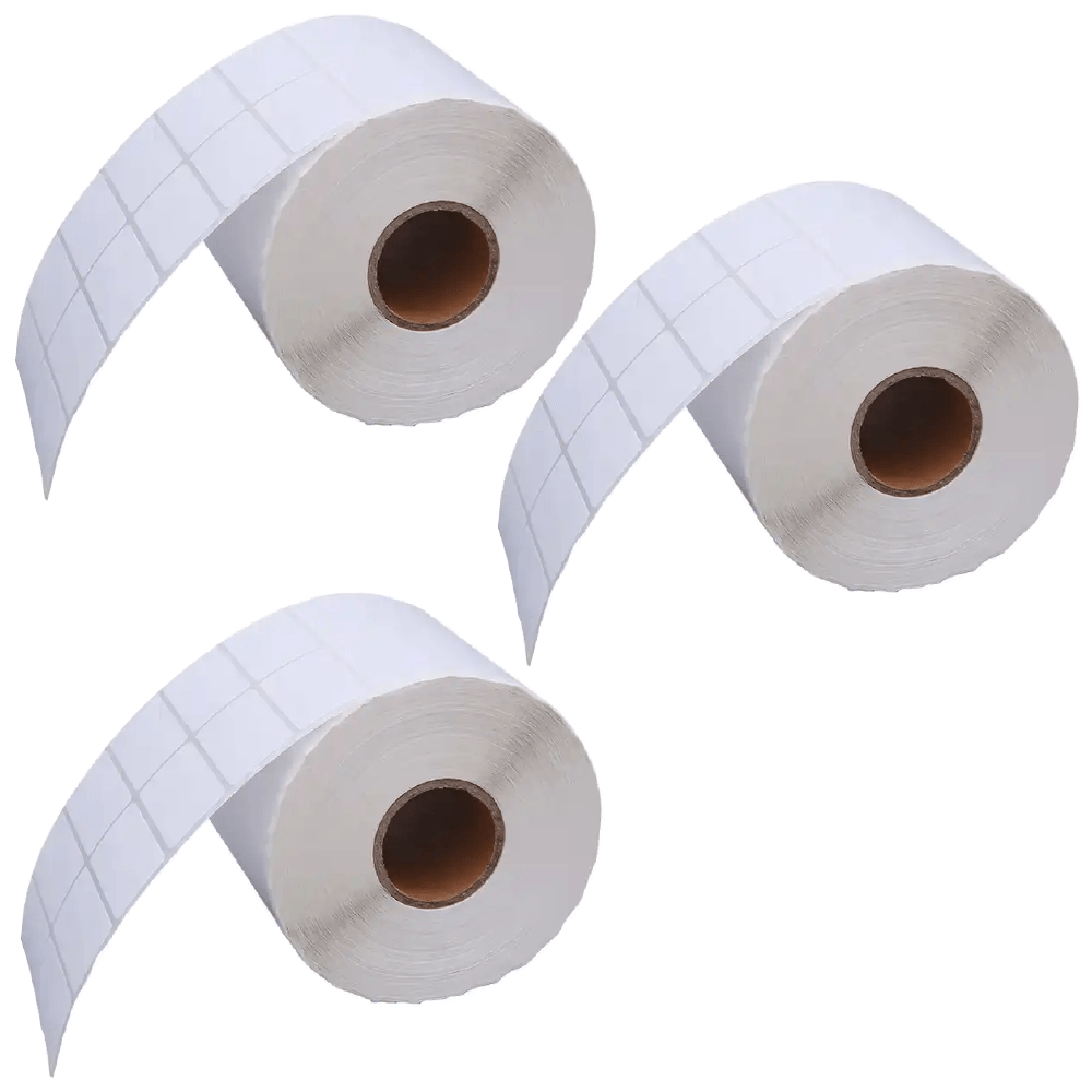 Etiquetas térmicas adhesivas 5x3cm 2 columnas pack 3 rollos, 3500 etiquetas c/u