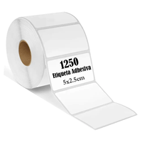 Rollo 1250 etiqueta térmica adhesiva, 50x25mm, resistentes al agua